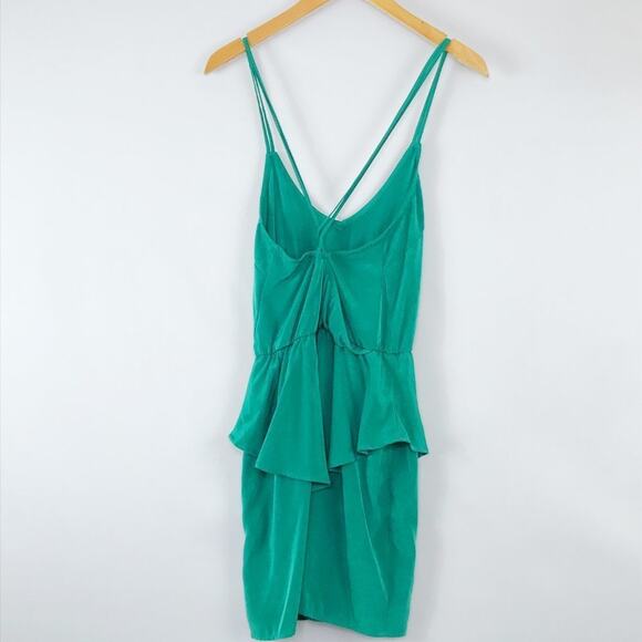 Lulus Teal Green Peplum Satin Mini Dress Sundress NWOT - Picture 3 of 9